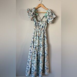 Astr Floral Puff Sleeve Maxi Dress